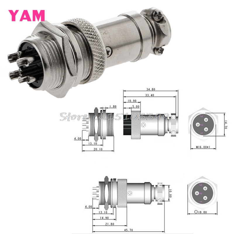 5Pcs װ ÷ 4  16mm GX16-4 ݼ   г Ŀ G205M ְ ǰ/5Pcs Aviation Plug 4-Pin 16mm GX16-4 Metal Male Female Panel Connector G205M Best Quality